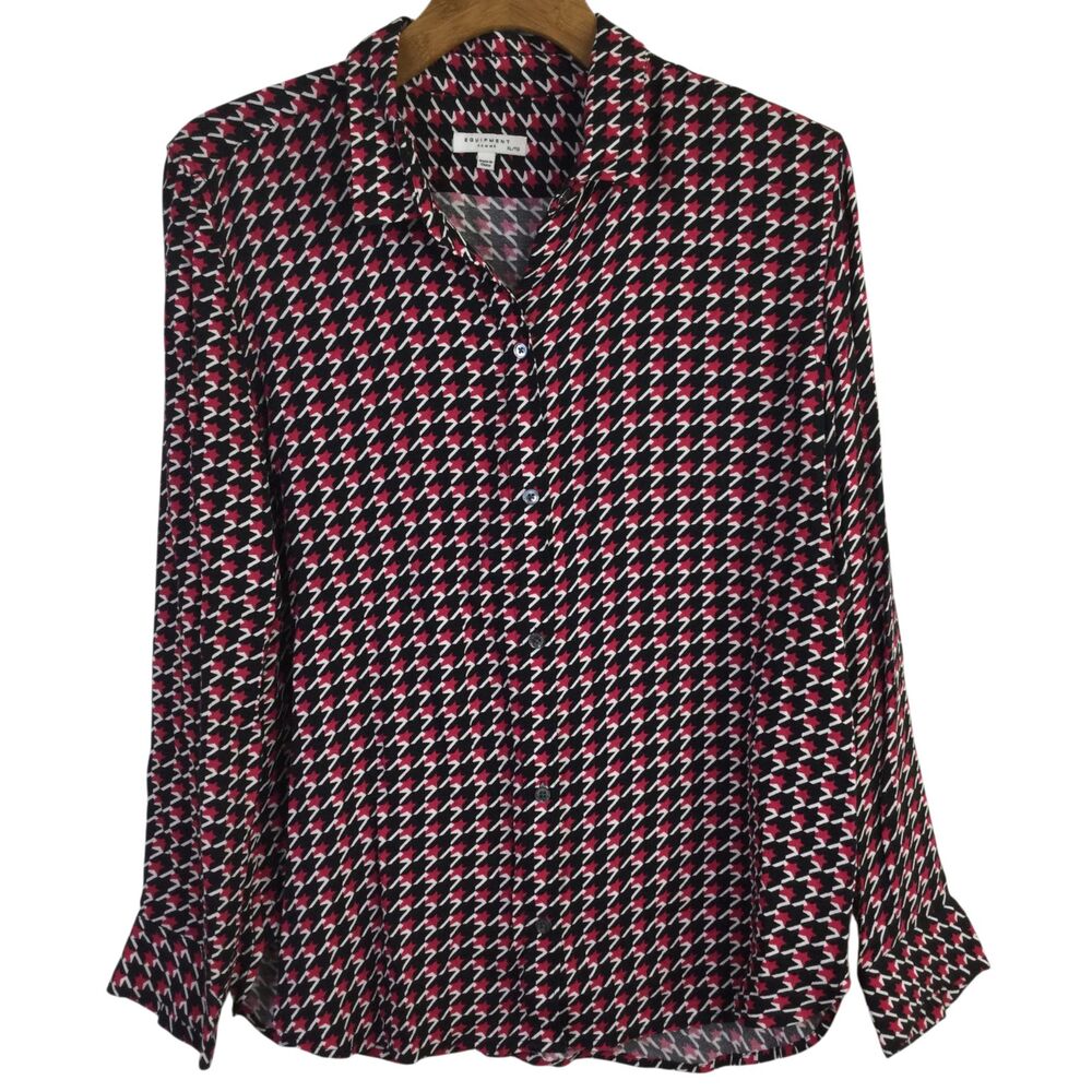 Equipment Womens Leema Star Printed Button-Up Crepe Shirt Multicolor Size XL